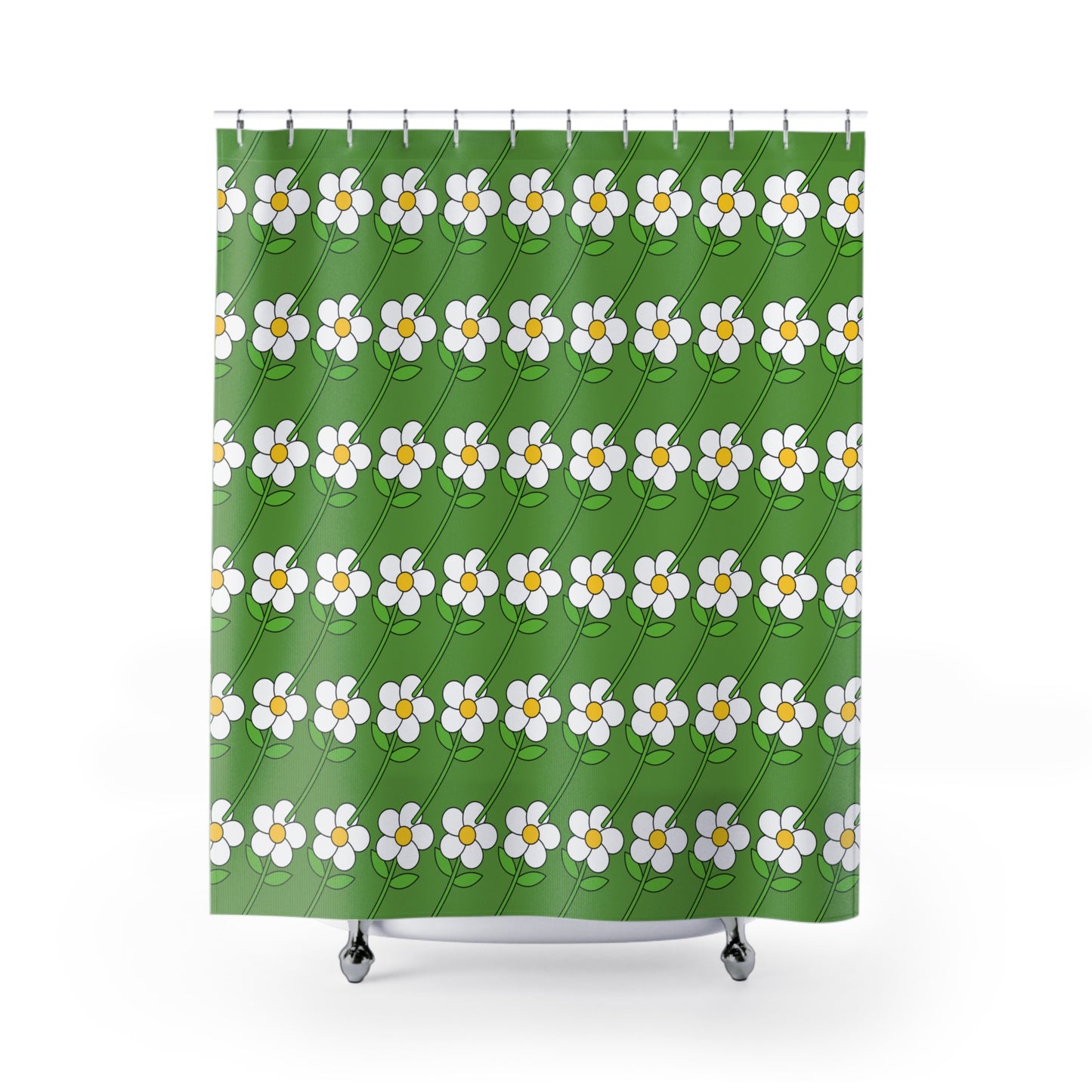 Green Flower Shower Curtain Spring 2025 Collection 1