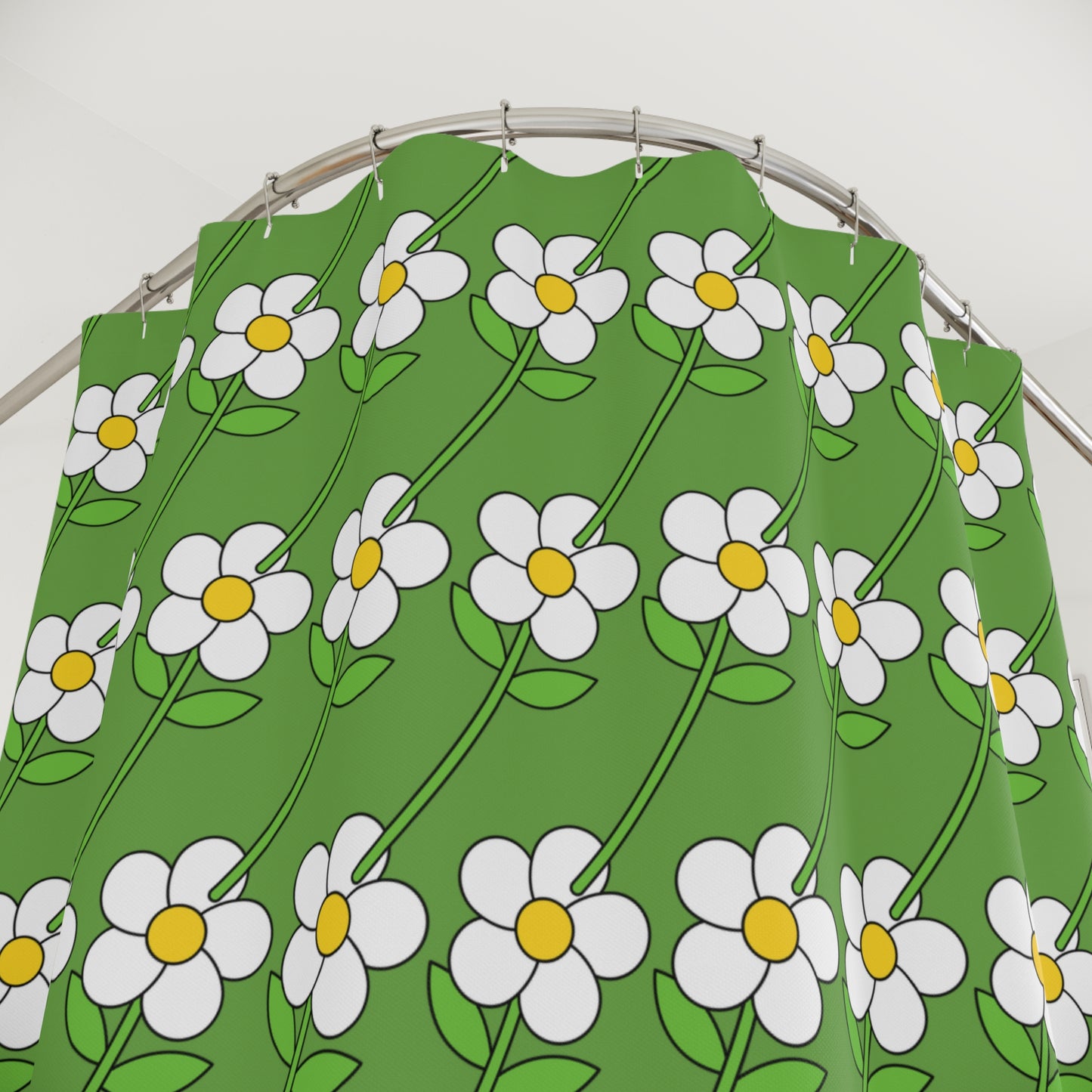Green Flower Shower Curtain Spring 2025 Collection 1