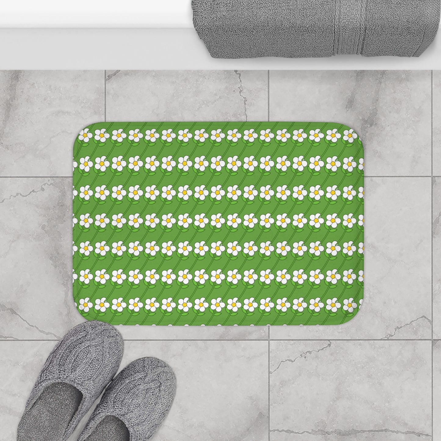 Green Flower Bath Mat 24 x 17 Spring 2025 Collection 1