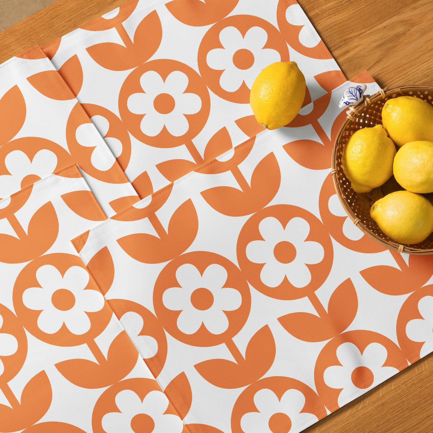 Vintage Flower White with Orange Placemat Set