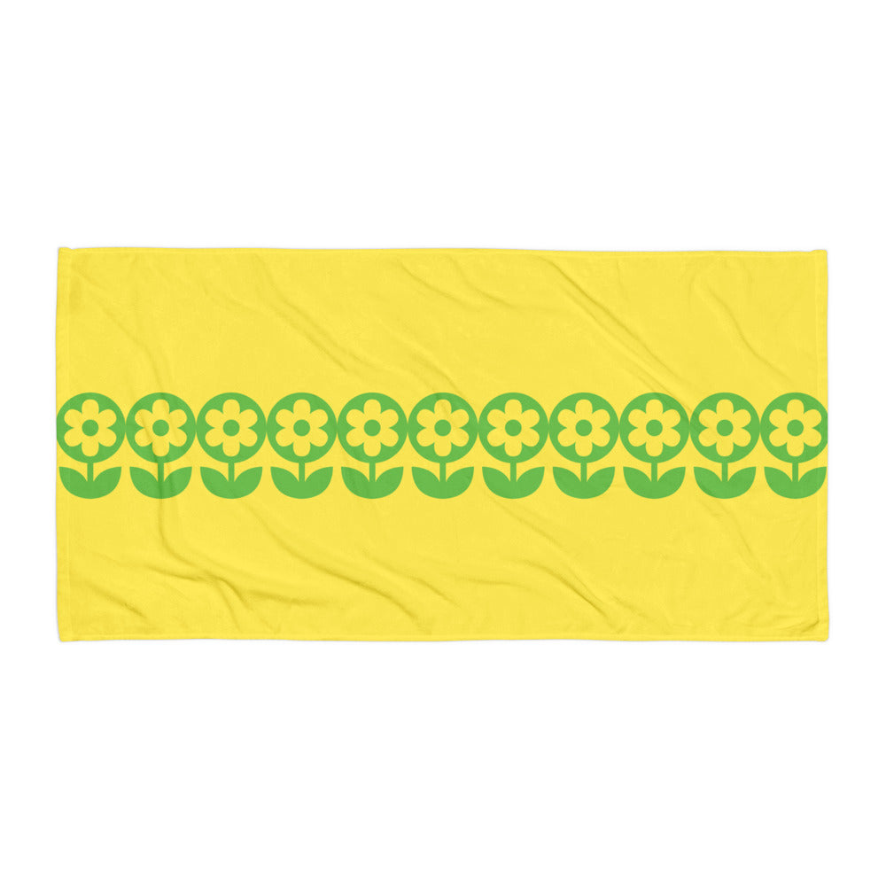 Vintage Flower Towel Yellow Green