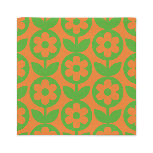 Vintage Flower Pillowcase Orange Green