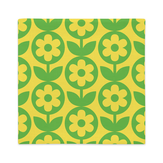 Vintage Flower Pillowcase Yellow Green