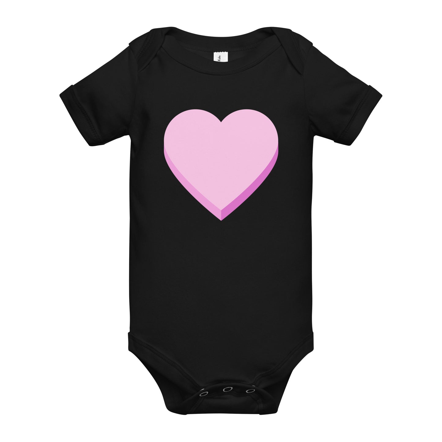 Pink Heart Baby Black Short Sleeve One Piece