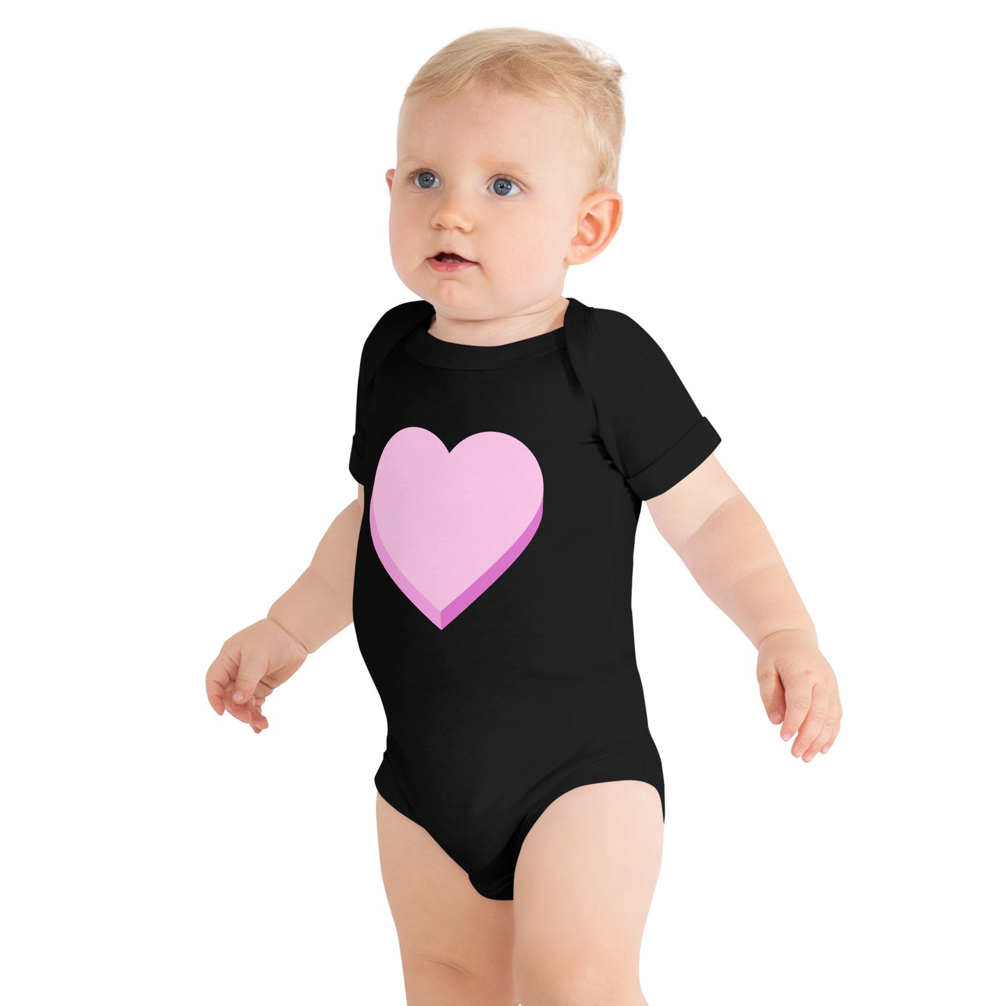 Pink Heart Baby Black Short Sleeve One Piece