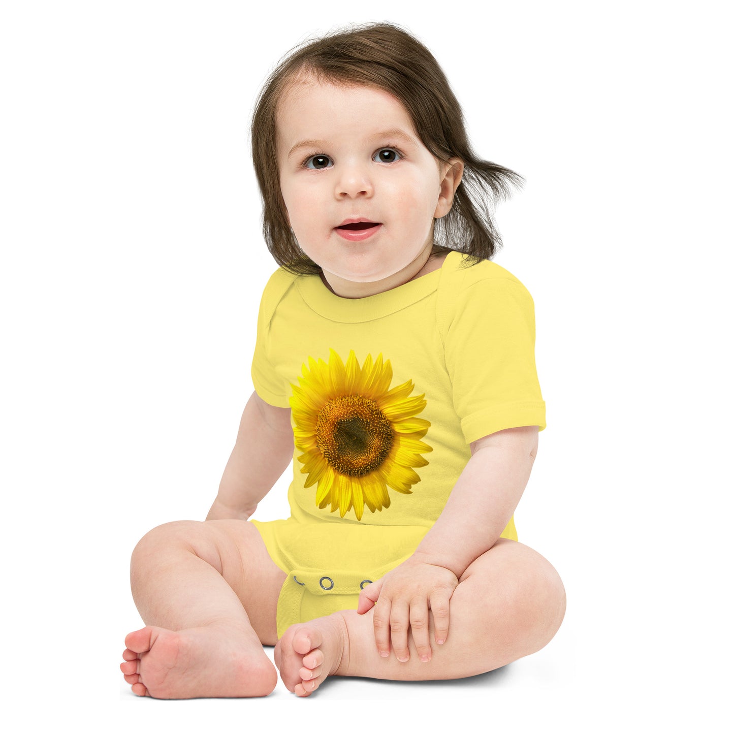 Yellow Sunflower Baby Short Sleeve One Piece