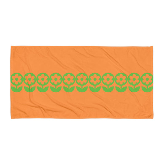 Vintage Flower Towel Orange Green