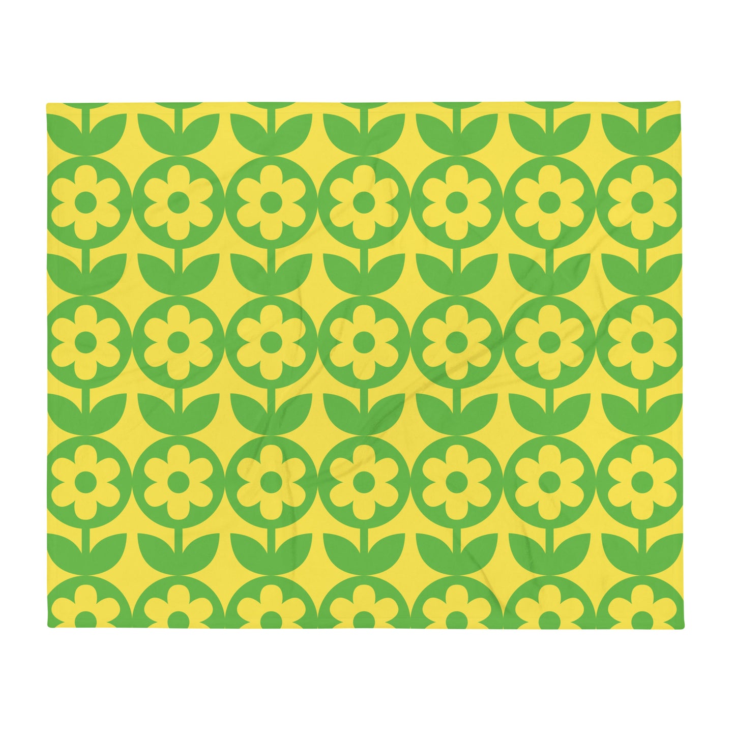 Vintage Flower Throw Blanket Yellow Green